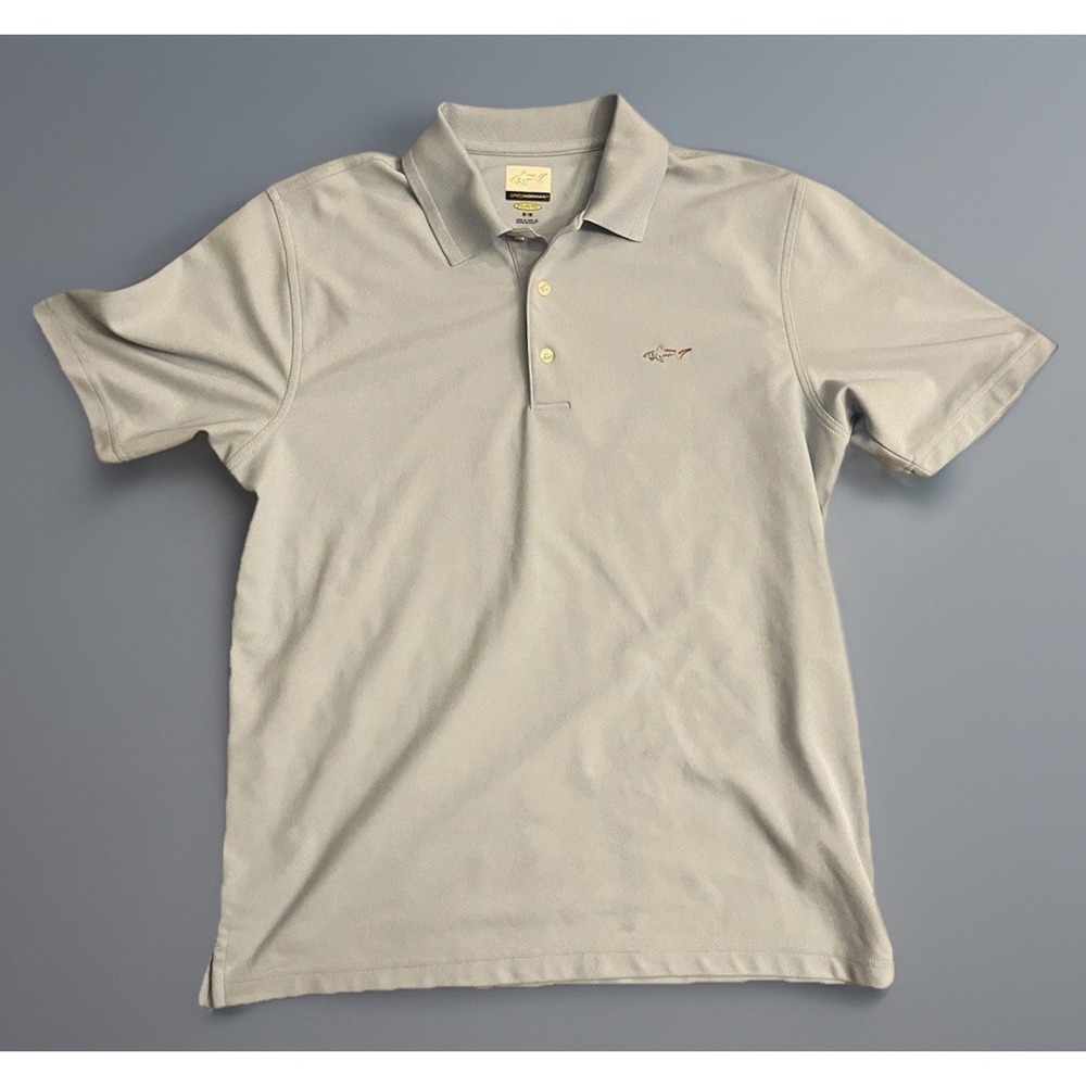 Greg Norman Golf Play Dry Short Sleeve Polo Shirt Shark Logo Blue Medium JBHS